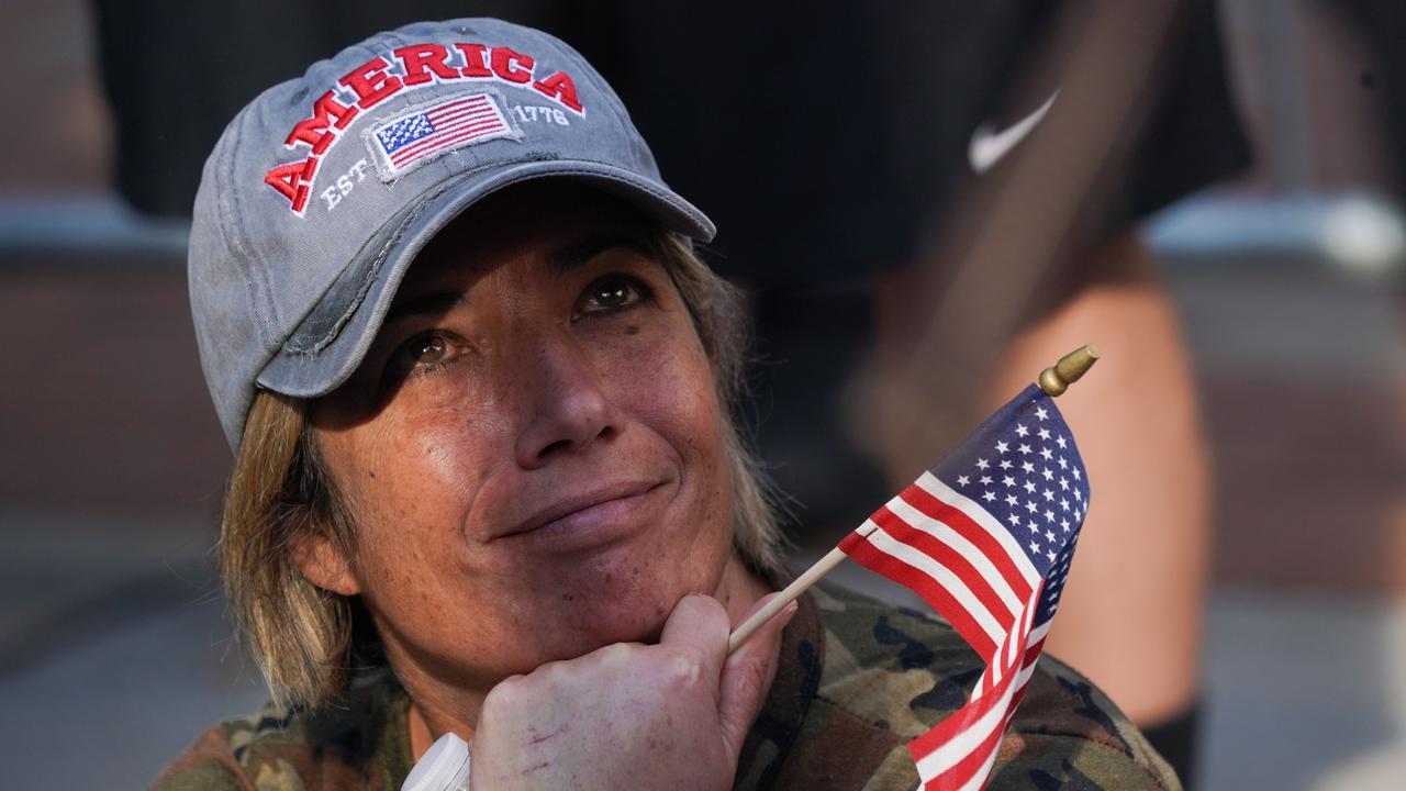 A Trump supporter looks on outside the Pennsylvania Convention Center after Joe Biden was declared winner of the 2020 presidential election. Picture: Bryan R. Smith / AFP