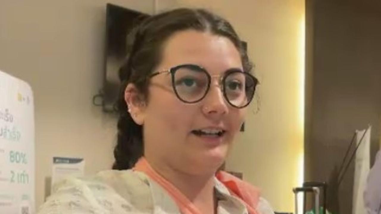 Australian Teandra Tuhkunen, from Melbourne, had her left arm in a sling in Bangkok's Samitivej Srinakarin Hospital. Picture: Sky News