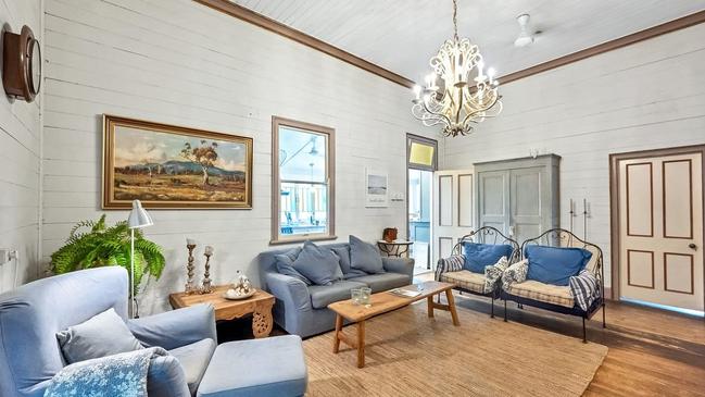 The lounge is at the centre of the home with French doors to the east veranda. Picture: Contributed