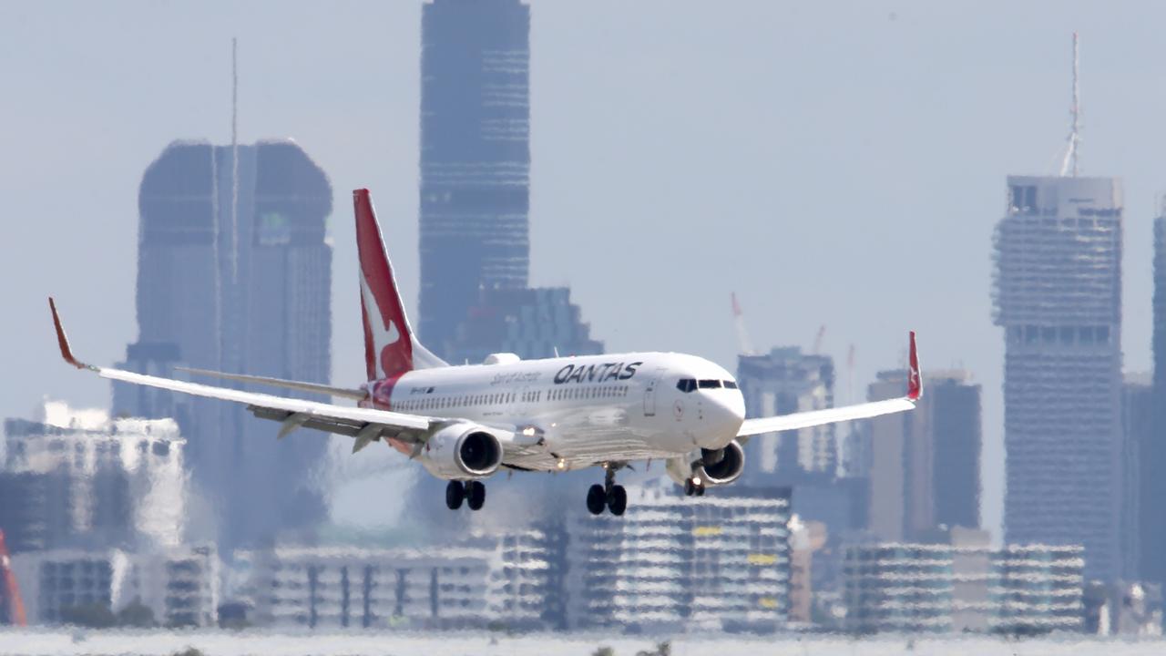 Qantas added 7.1 per cent to its value to close at a two-month high of $5.45 and was joined in the sky by Webjet, which rose 7.5 per cent to $5.85. Picture: Steve Pohlner