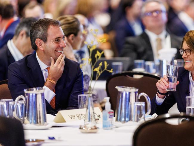 21/11/2023  Treasurer Jim Chalmers with RBA governor Michele Bullock during the ASIC annual forum at the Sofitel in Melbourne. Aaron Francis / The Australian