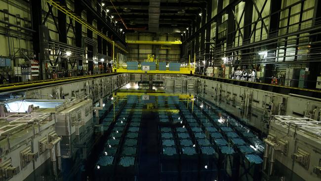 Spent fuel from nuclear reactors inside a French nuclear waste reprocessing plant. Picture: AFP