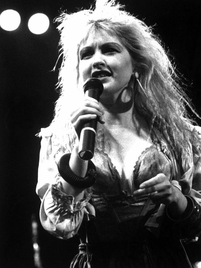 Cyndi Lauper on stage in Melbourne in 1986. Picture: Supplied.