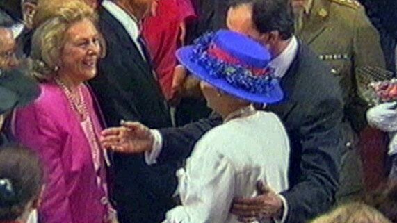 Prime Minister Paul Keating was dubbed the ‘Lizard of Oz’ after he broke protocol by putting his hand on the Queen’s back as he introduced her to businesswoman Janet Holmes a' Court, in Canberra in 1992.