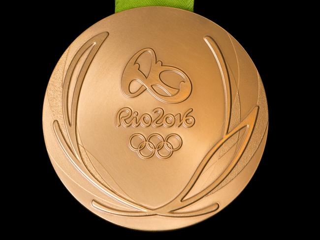 RIO DE JANEIRO, BRAZIL - JUNE 8: In this handout provided by Jogos Rio 2016, the front of the gold medal for the 2016 Summer Olympics is shown June 8, 2016 in Rio de Janeiro, Brazil. (Photo by Alex Ferro/Jogos Rio 2016 via Getty Images)