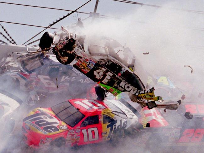 A crash involving 14 cars during a NASCAR race in Alabama in 1996.