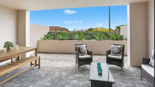 The Randwick apartment has views to the city skyline.