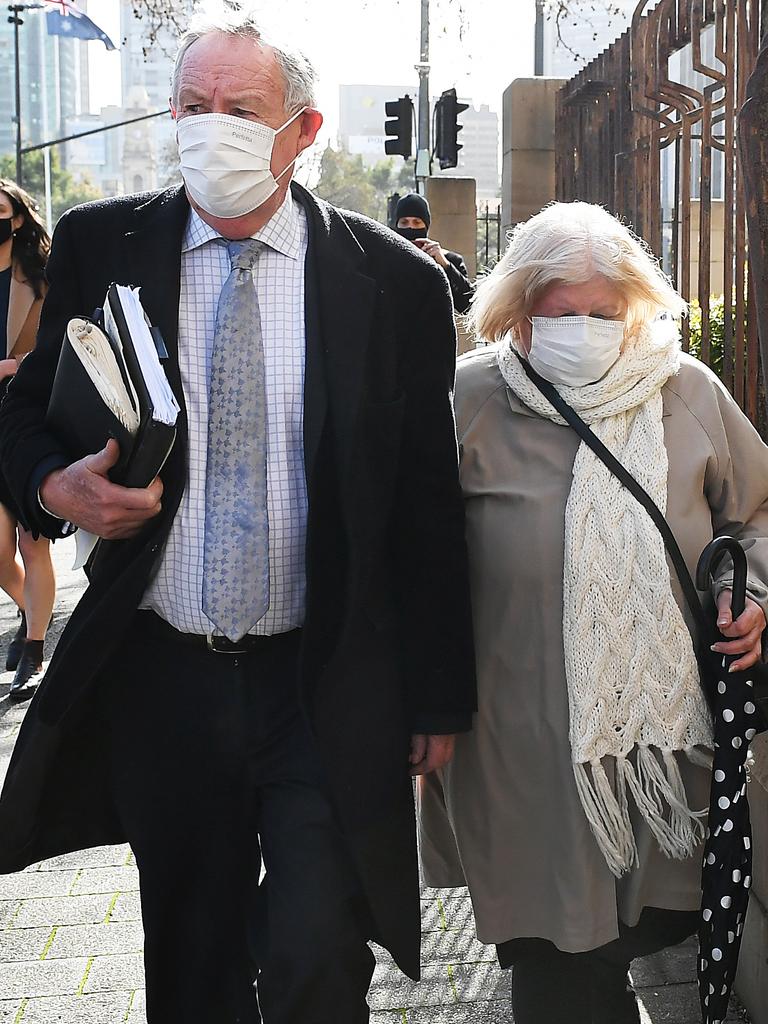 Rosa Maione made no comment as she left the Adelaide Magistrates court with her lawyer Stephen Ey on Wednesday. Picture Mark Brake