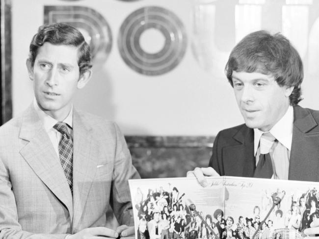 Prince Charles with TV personality Ian 'Molly' Meldrum on the ABC music show Countdown for the launch the Silver Jubilee Australian Top 20 album. Proceeds from the sale of the album went to the Queens Silver Jubilee Appeal for Young Australians.