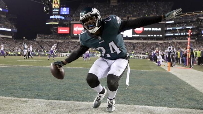 The Philadelphia Eagles' Corey Graham scored on an interception of Viking quarterback Case Keenum. Picture: AP