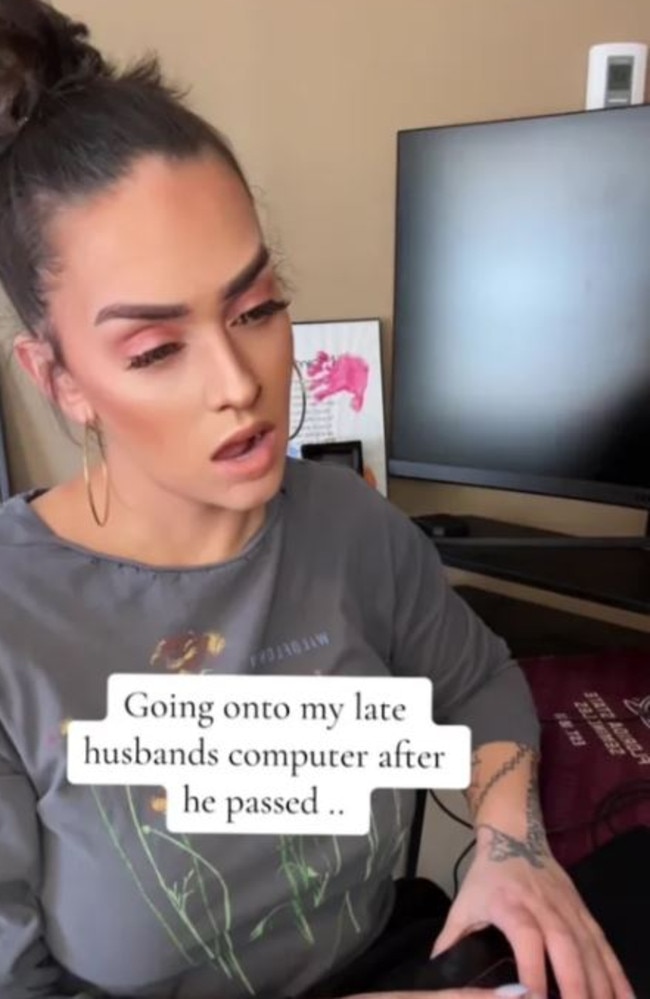 This woman claimed her late hubby had a number of secrets stored in his laptop. Picture: tiktok/@cherrybombsquad007