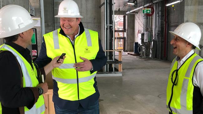 James Packer tours Crown Resorts’ Barangaroo site in Sydney on Wednesday.