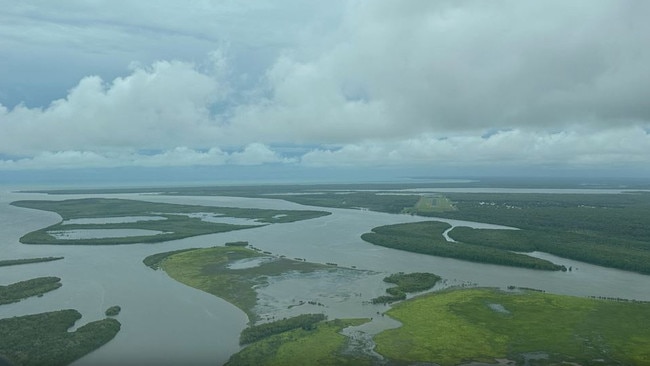 Search teams have been using drones, helicopters, and foot patrols to cover the area near the Aurukun boat ramp, focusing on the mouth of the Ward, Watson, and Archer Rivers. Picture: QPS.