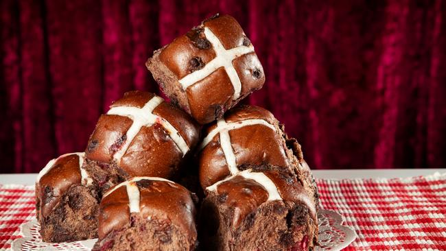 Easter Hot Cross Buns reveal surprise.  Coles Bakery Product Developer Thea Comino And right Penny Grant. Picture Rebecca Michael.