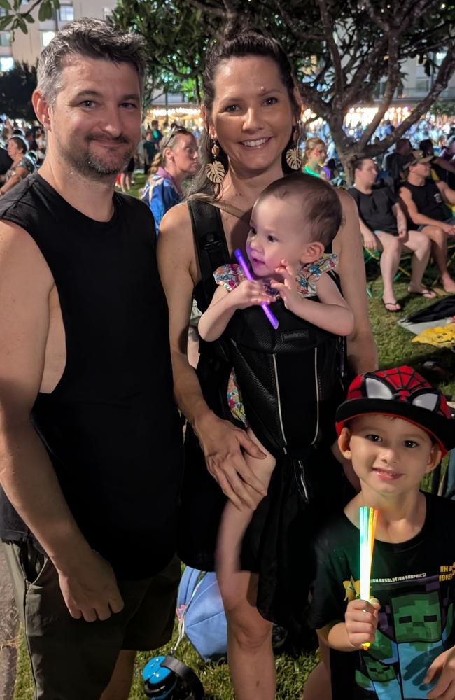 The Wilson family at Darwin Waterfront Precinct for the New Year's Eve 2024 fireworks. Picture: Alex Treacy