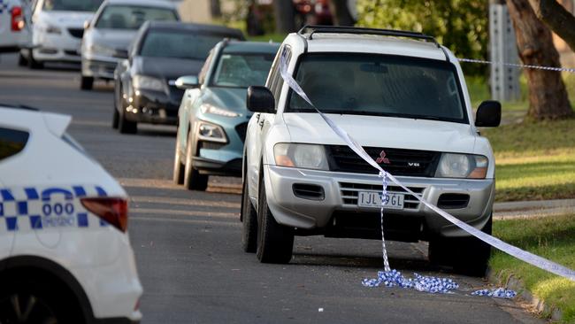 Police investigating at Liberty Parade, Heidelberg West. Picture: Andrew Henshaw