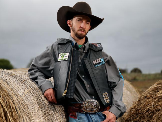 Professional bull rider Bradie Gray is ready to get back to work after he was almost killed when a bull stomped on him in Wyoming last year. Picture: Nathan Edwards