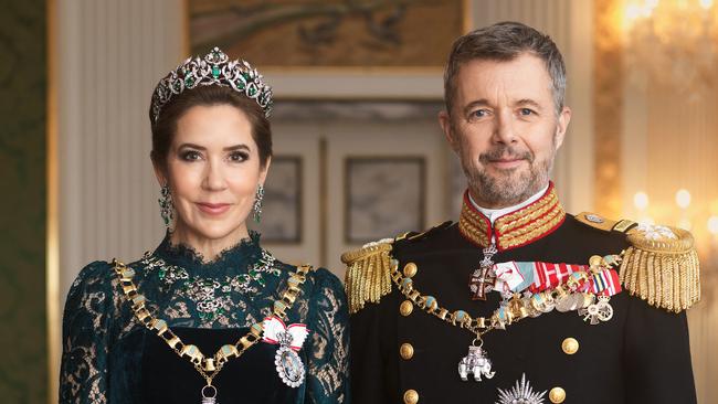 The first official gala portraits of Queen Mary and King Frederik X have been released, as the Australian-born royal wears the crown jewels for the first time. Picture: Steen Evald