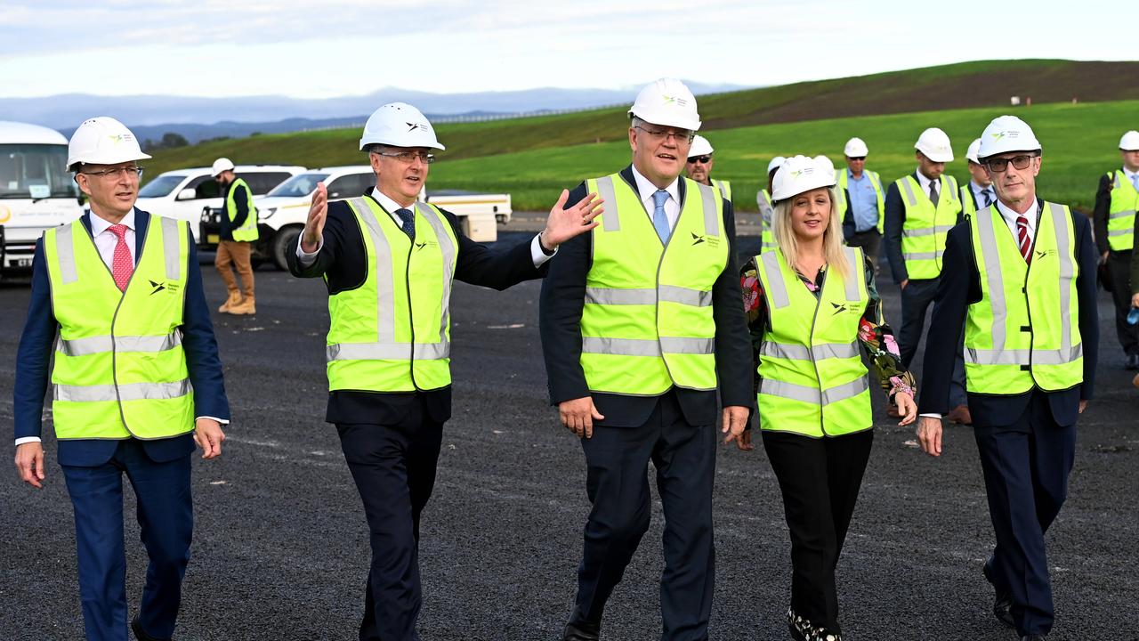 Prime Minister Scott Morrison during his visit to the Western Sydney airport site. Picture: NCA NewsWire / Jeremy Piper