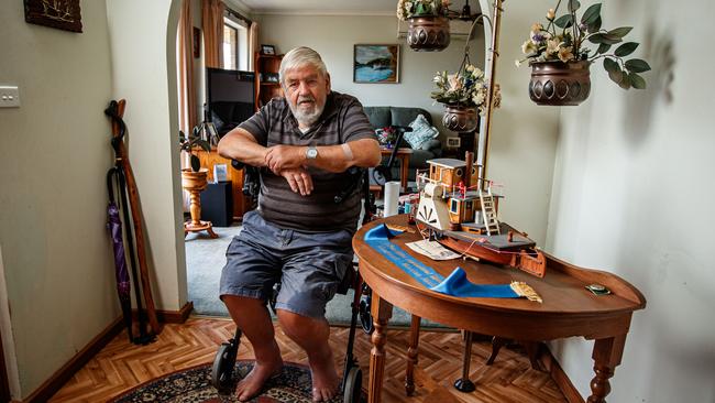 Brian Packer in his Chiton home, where he wait 18 months for help. Picture: Matt Turner