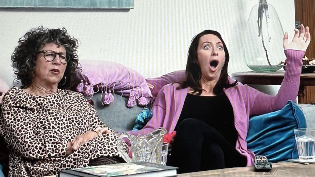 Mother and daughter Kerry and Izzy can’t believe what they’re seeing. Picture: Foxtel