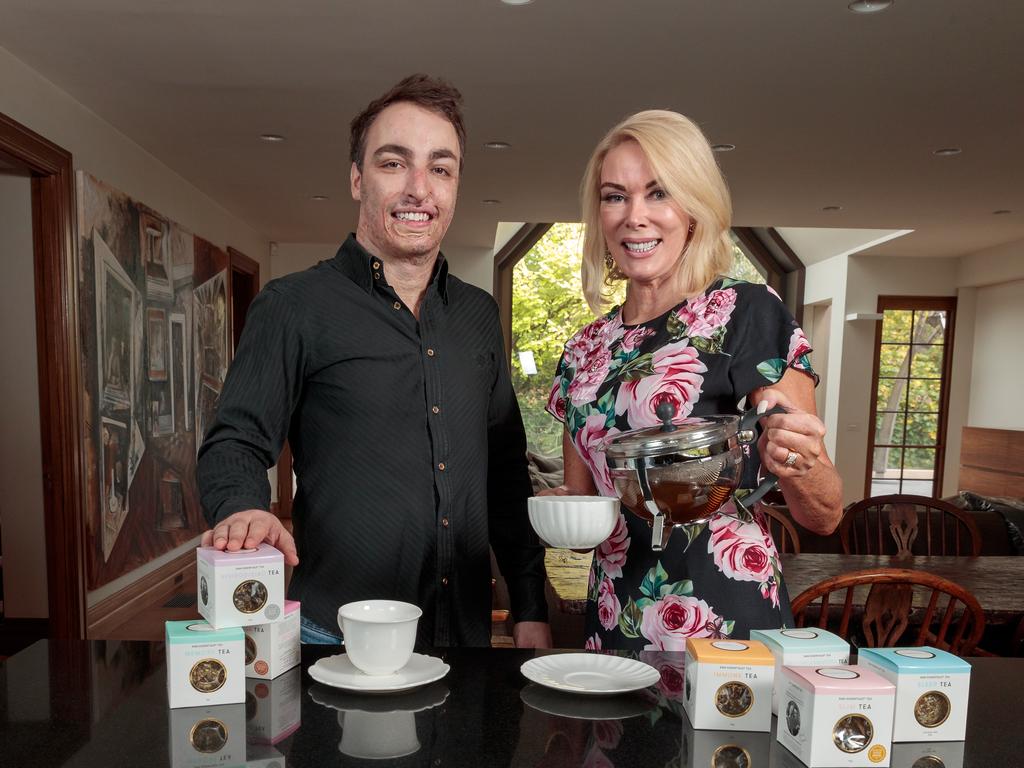 Janet Roach and son Jake with Raw Essential Teas.