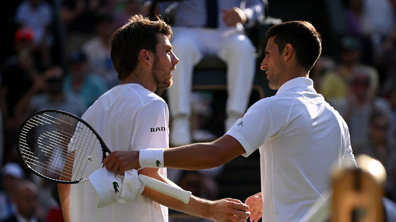 Novak Djokovic defeated Briton Cameron Norrie in four sets to book a place in the Wimbledon final to face Nick Kyrgios. Picture: Getty Images