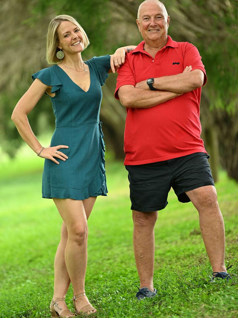 Father and daughter Gary and Leigh Kitto saw pleasing results as part of the Health of the Nation’s free Health Club. Picture: Lyndon Mechielsen/Courier Mail