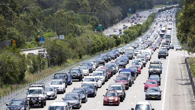 The stretch of highway between Mudgeeraba and Varsity Lakes is notorious for traffic gridlock during the Christmas holiday season. Pic Tim Marsden