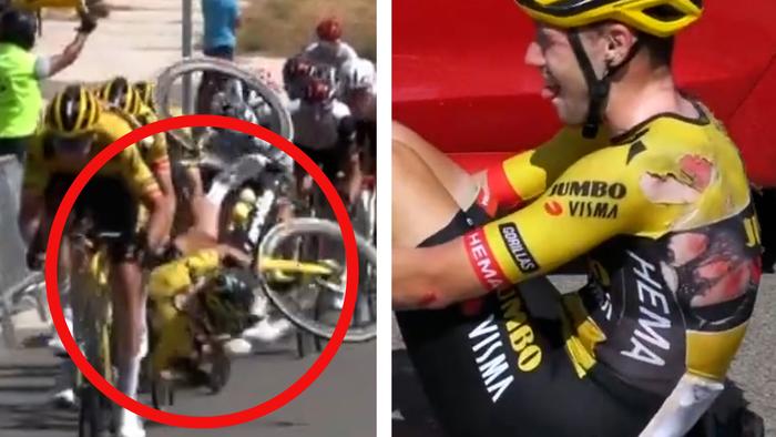 A horrific crash in a cycling race was caused by a speed bump. Picture: Supplied