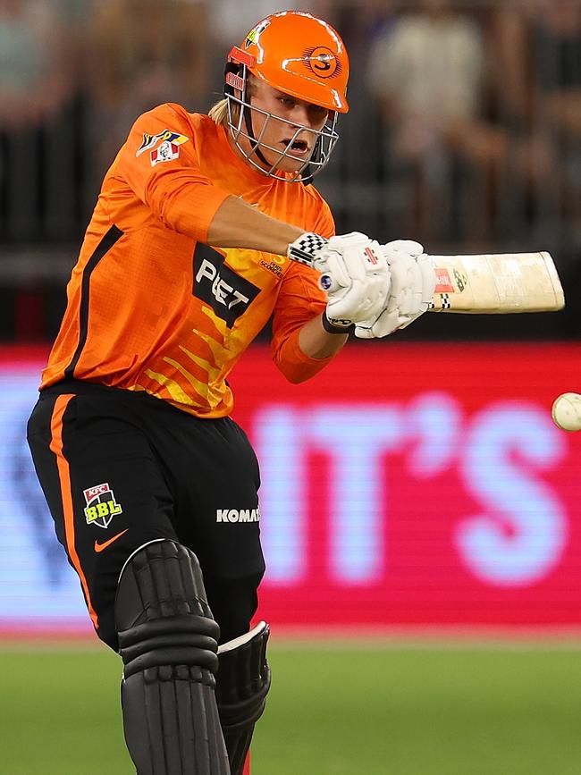 Cooper Connolly cuts loose in the final overs. Picture: Paul Kane/Getty Images