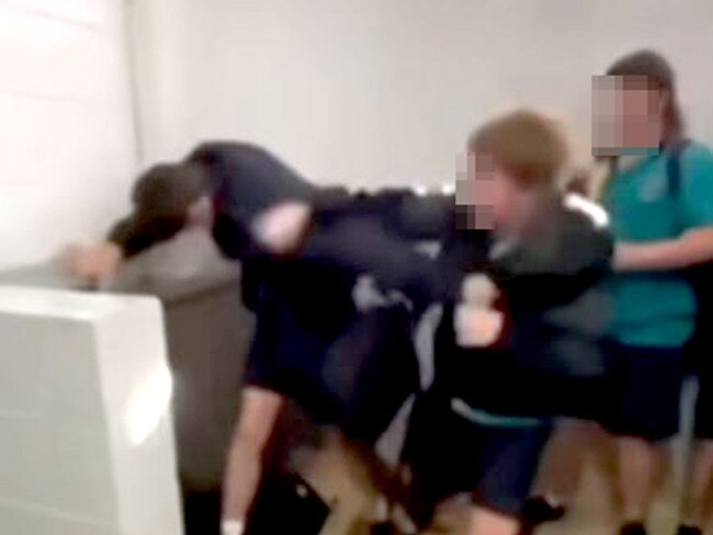 Kids fighting at Beaudesert State High School. Picture: Supplied.