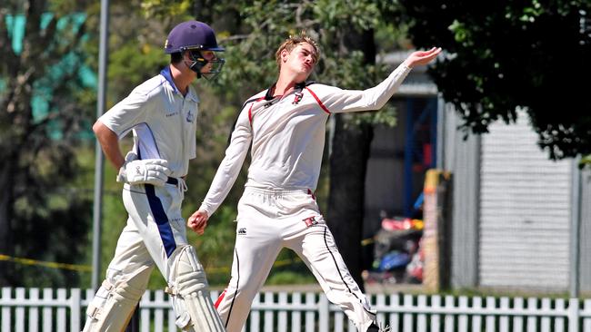 Norths’ Tom Campbell bowling for Terrace in GPS cricket. Picture: John Gass