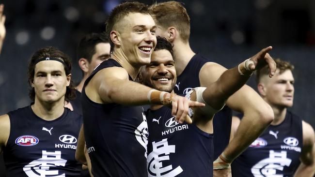 A tumultuous week was capped off with a win for the Blues, but what does the future hold? Picture: AFL Photos/Getty Images