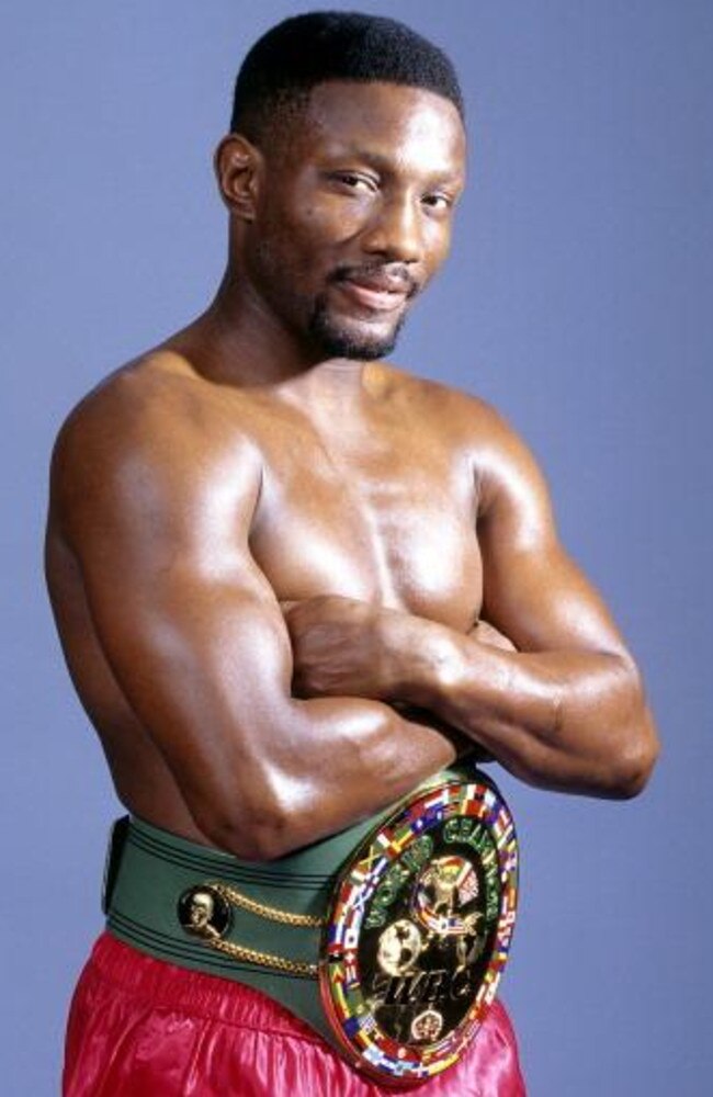 Pernell Whitaker poses with his belt during a portrait session in 1997 in New York. Picture: The Ring Magazine/Getty Images