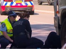 The woman was in critical condition in hospital on Tuesday. Picture: 7 News