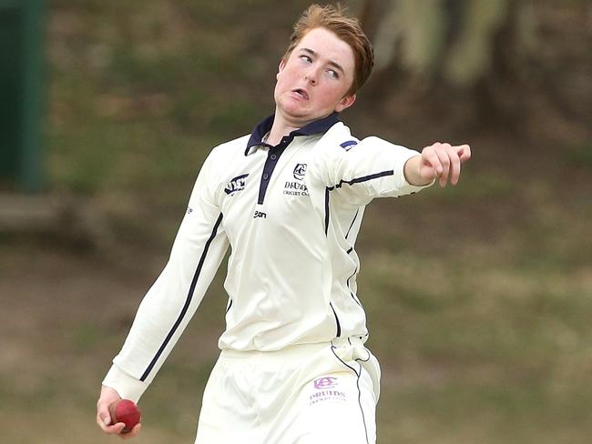 VTCA cricket: Druids v Strathmore, Jarrod Parsons of Druids bowlingSaturday, December 5, 2020, in West Footscray, Victoria, Australia. Picture: Hamish Blair