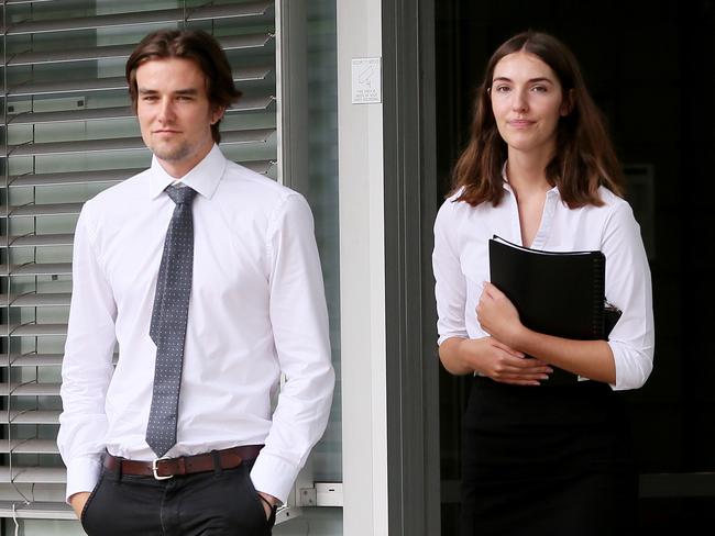 Rachel Walker leaving court with her boyfriend who was with her when police found her with three MDMA capsules in her vagina. Picture: AAP Image/Sue Graham