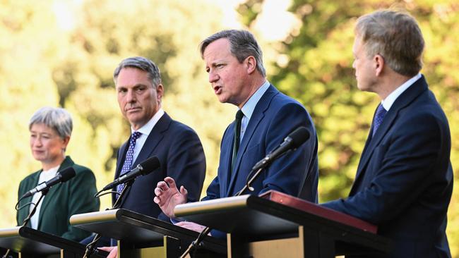 (L-R) Penny Wong, Richard Marles, Foreign Secretary David and Britain’s Secretary of State for Defence Grant Shapps.