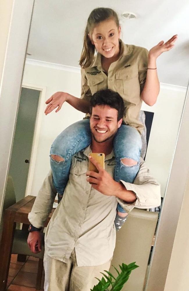 Bindi Irwin and Chandler Powell mucking around at home. Picture: Instagram