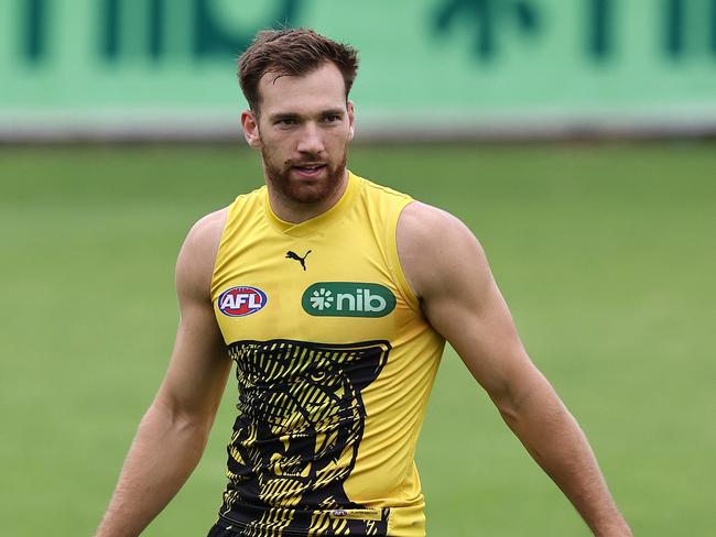 MELBOURNE . 28/02/2023.  AFL .  Richmond training at Punt Road Oval. Richmonds Noah Balta  during todays training session . Pic: Michael Klein