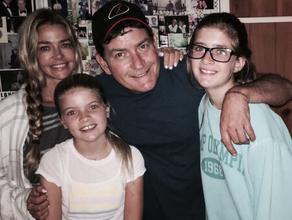 Still friends … Sheen and Richards with their daughters Sam and Lola Rose. Picture: Instagram