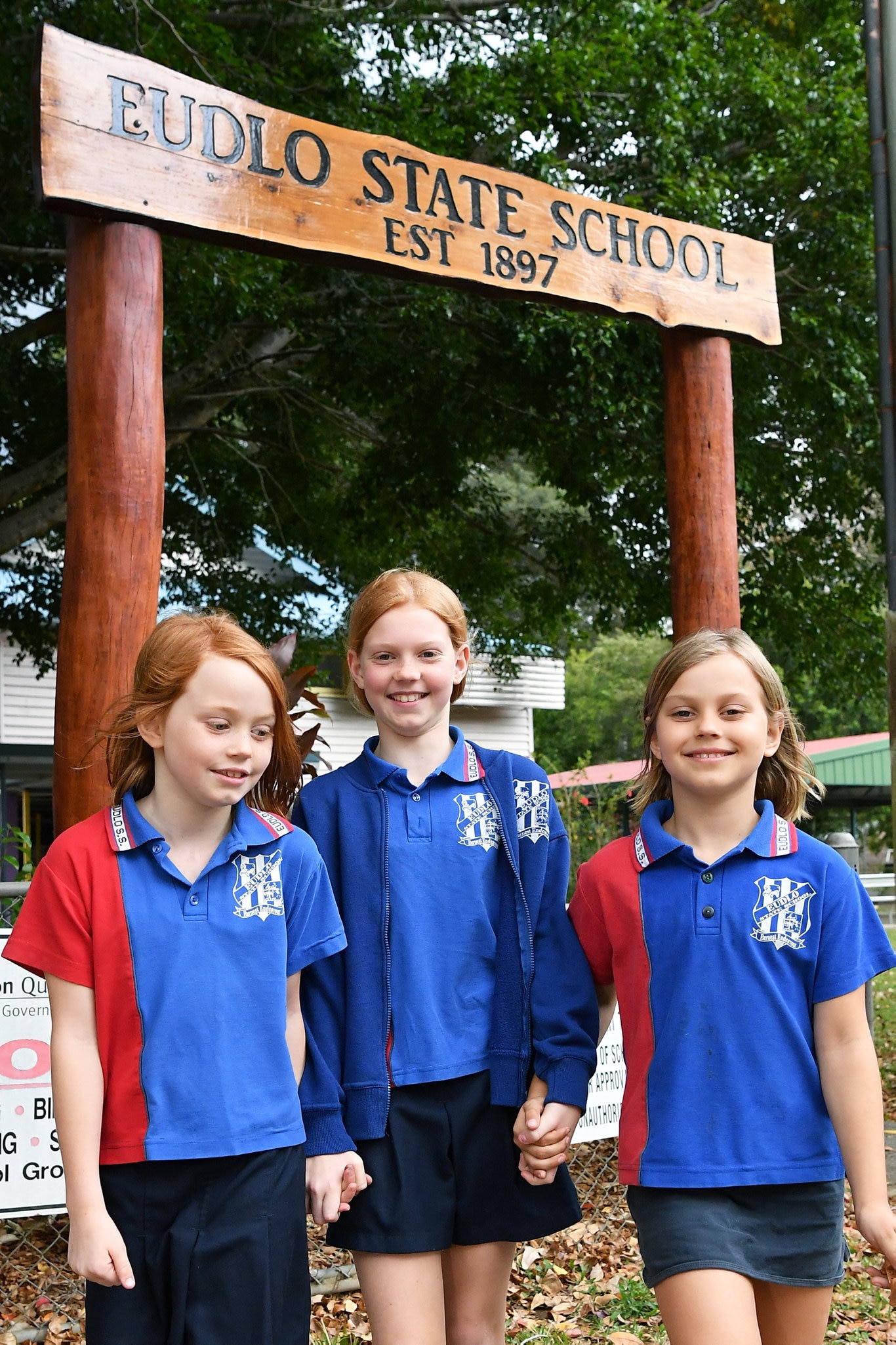 Eudlo State School students Olivia, 8, Sophie, 10, and Annelise Taylor, 7. Photo: Patrick Woods