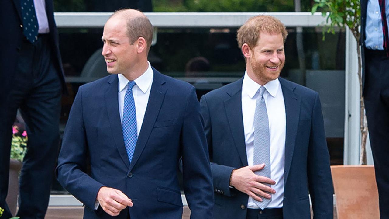 The brothers reunited in July for the unveiling of Princess Diana’s commemorative statue, where things looked strained between them. Picture: AFP.