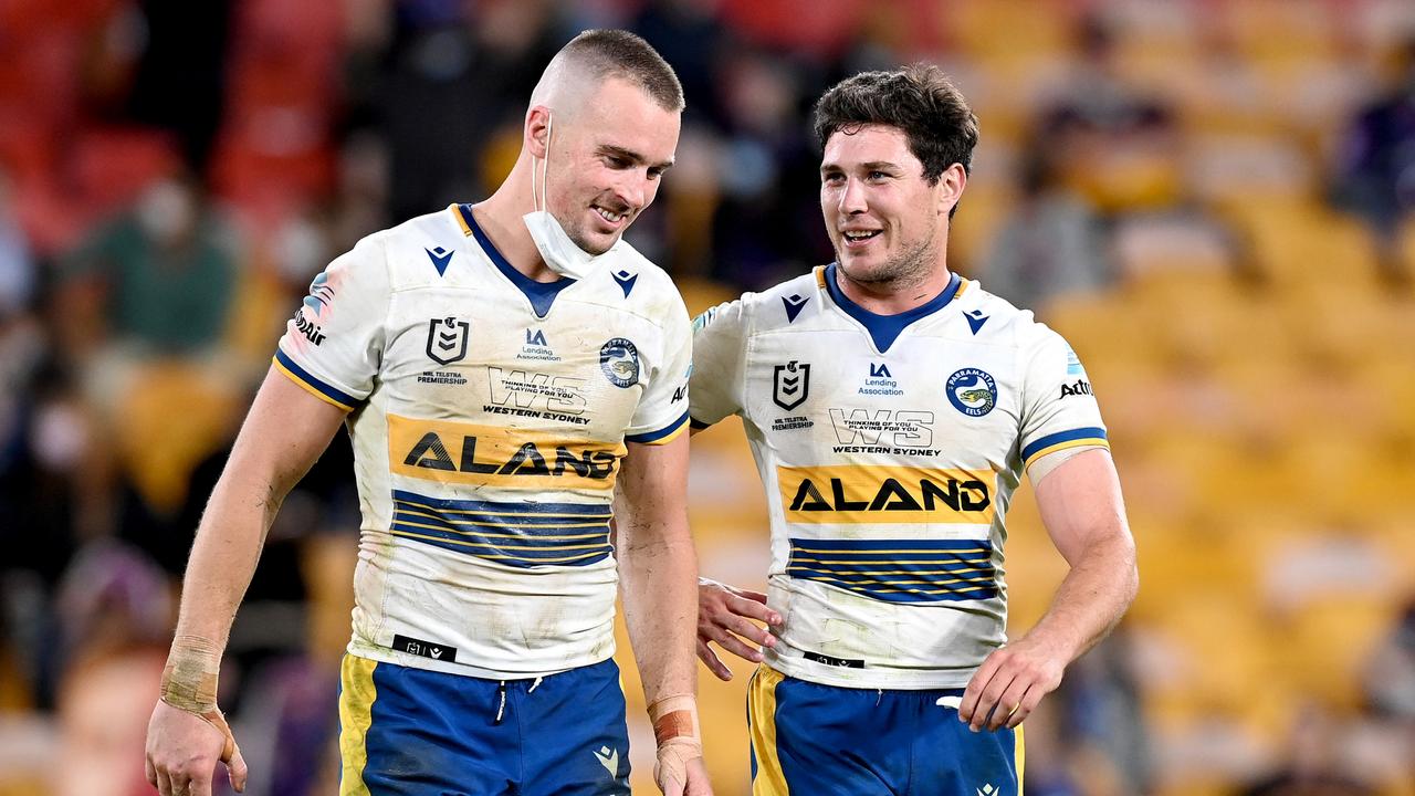 Clint Gutherson and Mitch Moses are being rested by the Eels. Picture: Bradley Kanaris / Getty Images