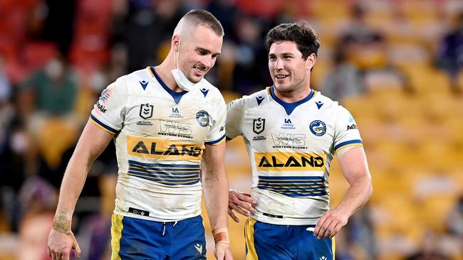 Clint Gutherson and Mitch Moses are being rested by the Eels. Picture: Bradley Kanaris / Getty Images