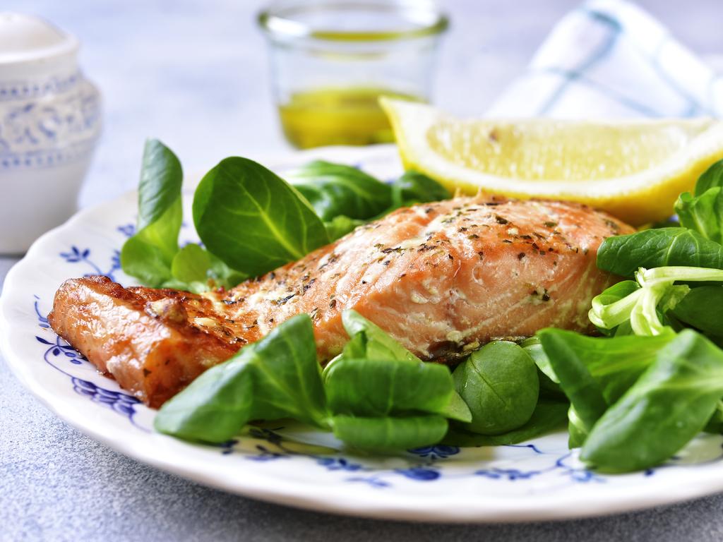 Sallmon is packed with Omega 3 fatty acids. Spinach also has important nutrients.