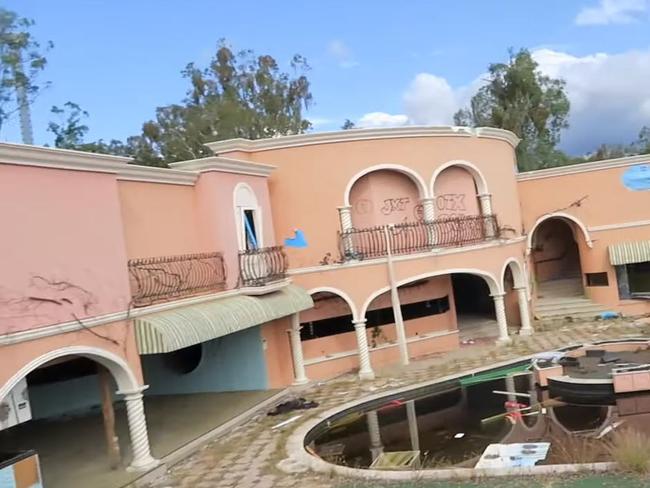 The derelict Big Brother house before the fire. Picture: YouTube/Skye Wheatley