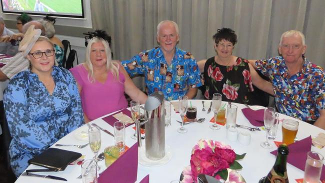 From left. Kelly Fritz, Susan and Greg Ford, and Shar and Wayne Namcarrow at the Hervey Bay RSL Melbourne Cup luncheon.