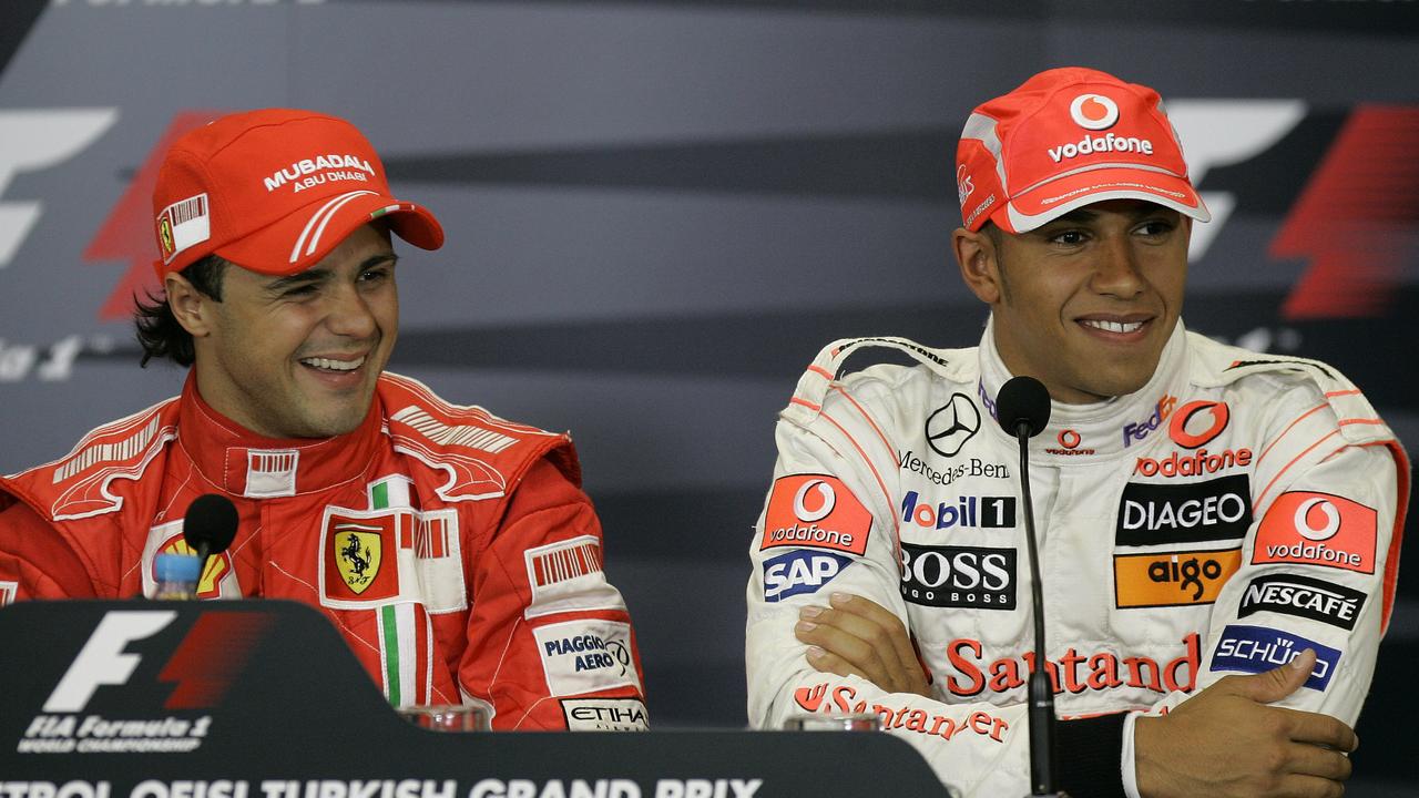 Felipe Massa and Lewis Hamilton in 2008.